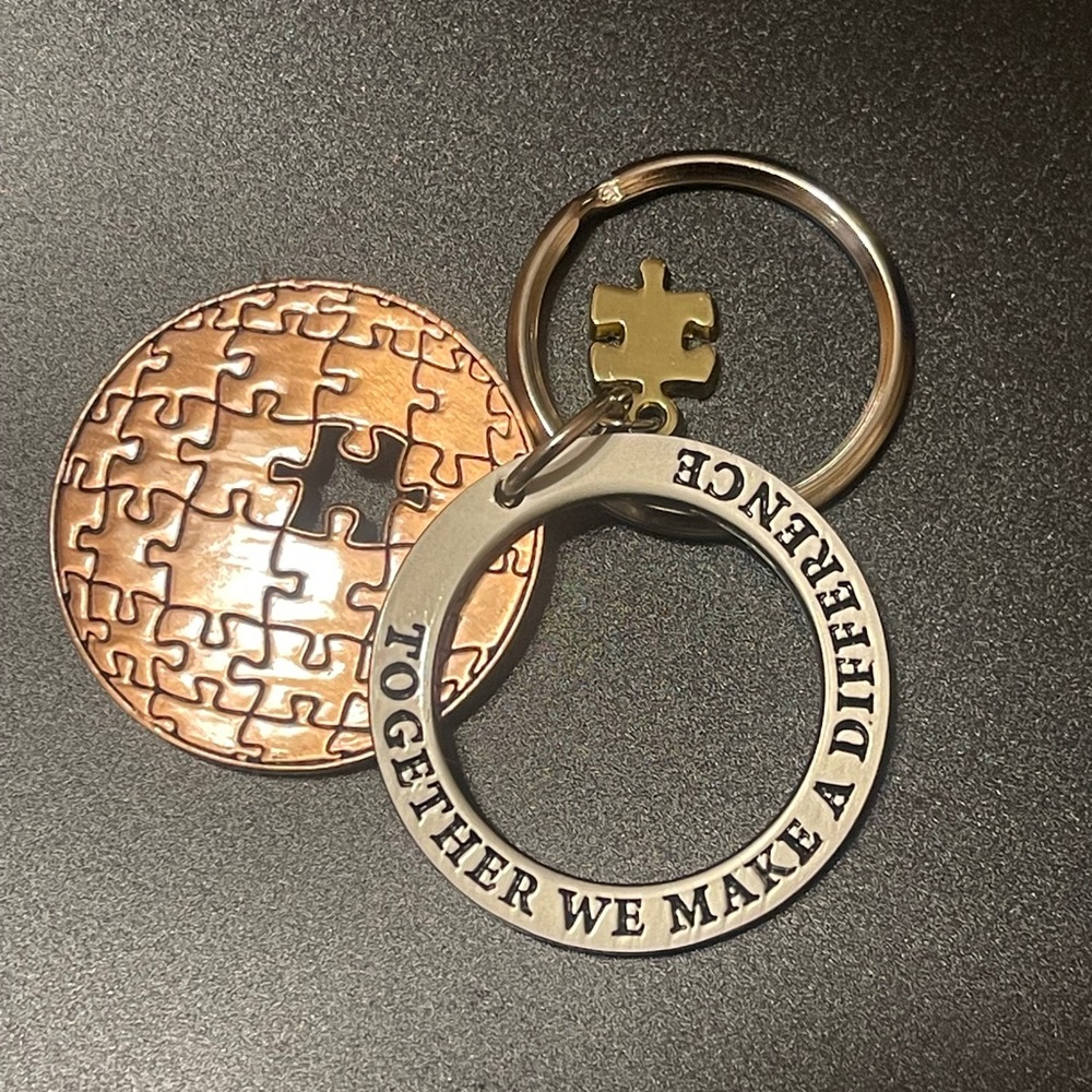 Inspirational Silver and Gold/penny Puzzle Keychain